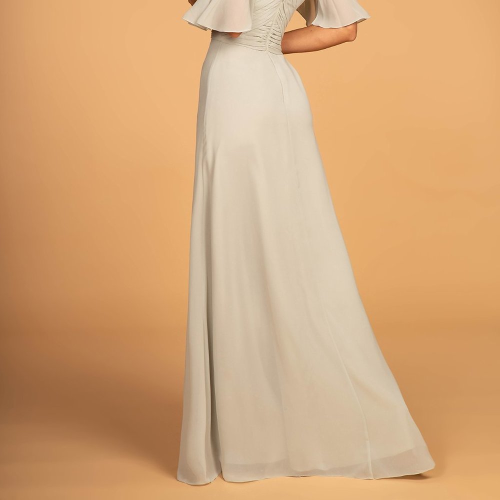 NEW SAGE COLOR Off Shoulder Straight Neck Prom Dress GSGL2615 - Picture 7 of 9